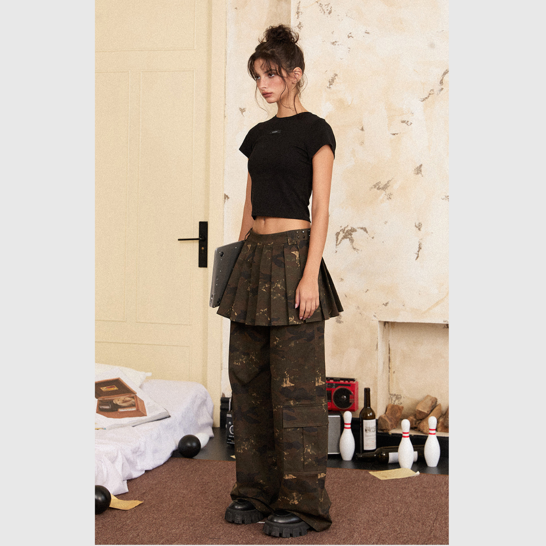 Camouflage Cargo Skirt Pants