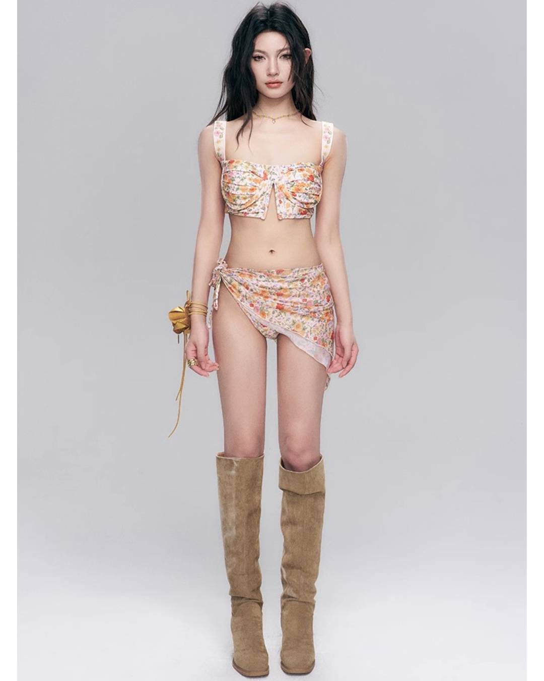Gather Flower Bikini [3-piece]
