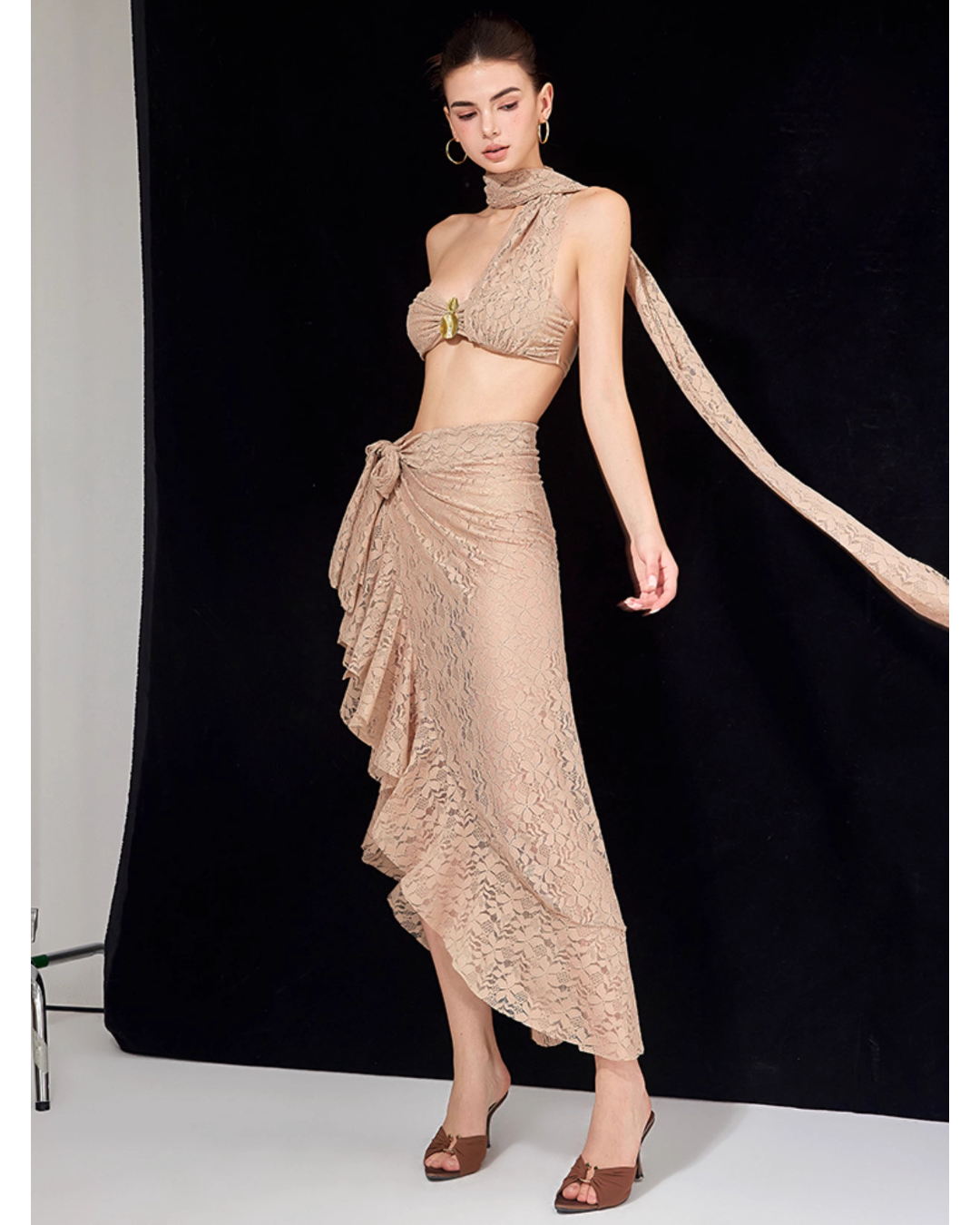 Lace Drape Resort Swim Set [3-piece]